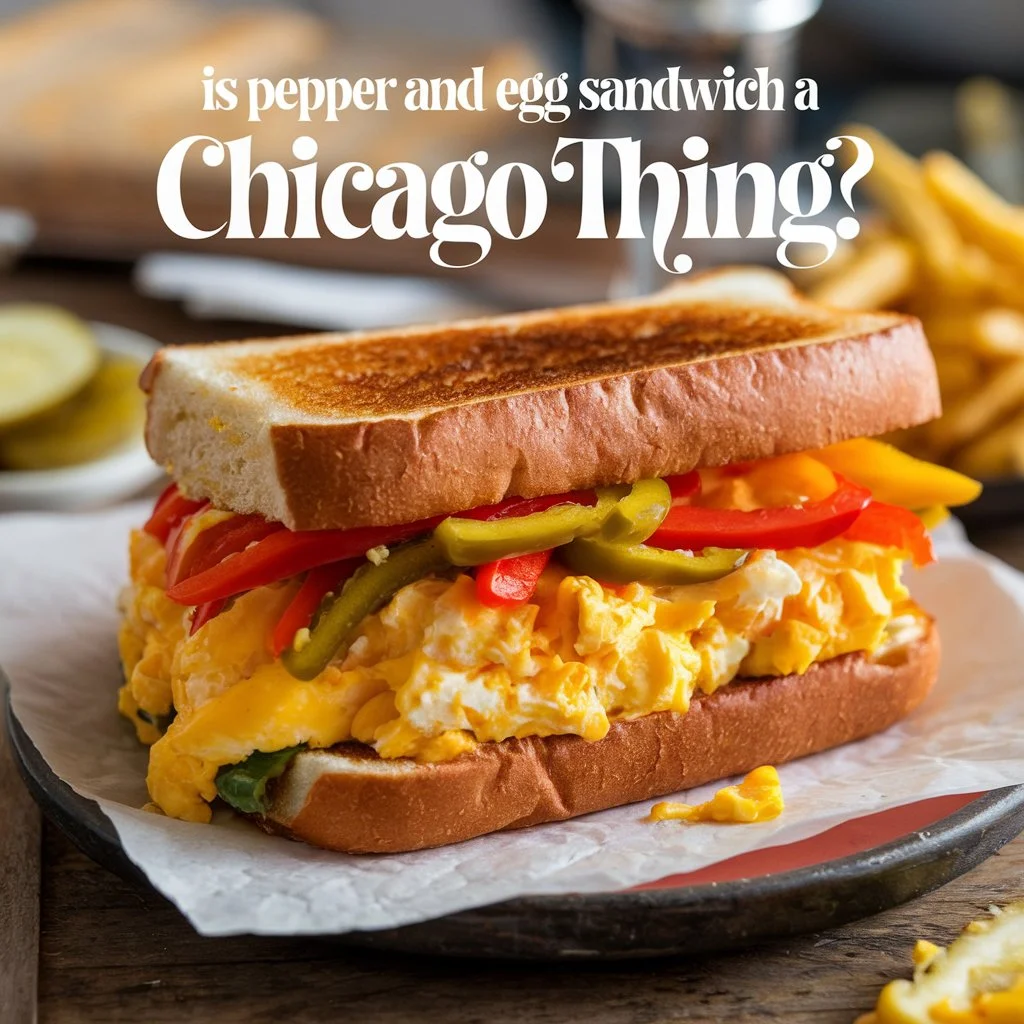 A vibrant pepper and egg sandwich