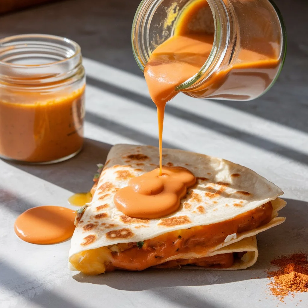 unstyled phone shot of homemade Taco Bell quesadilla sauce