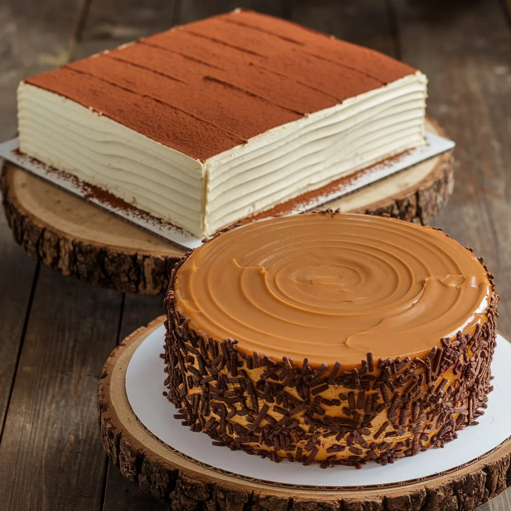 A photo of a sheet cake and a Texas sheet cake.