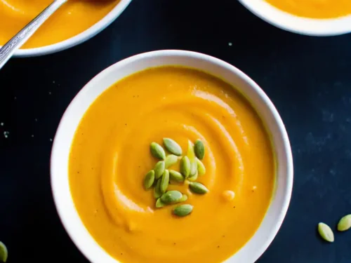 Creamy Roasted Pumpkin Soup From Top.