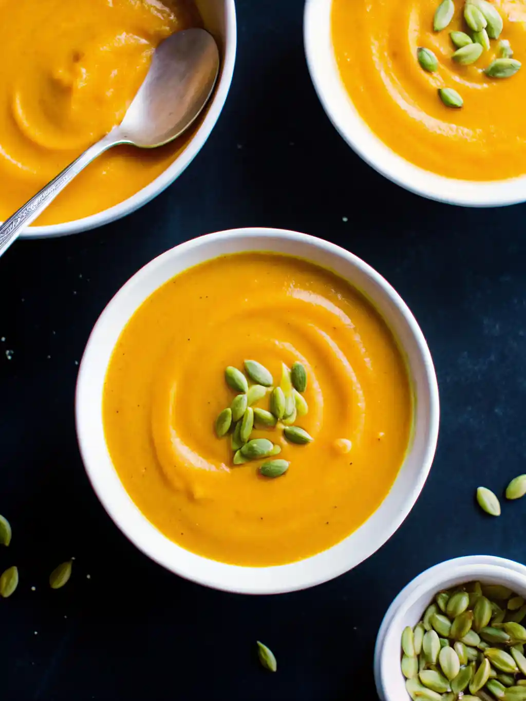 Creamy Roasted Pumpkin Soup From Top.