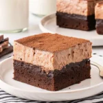 Decadent Chocolate Mousse Brownies with fudgy base and creamy mousse topping