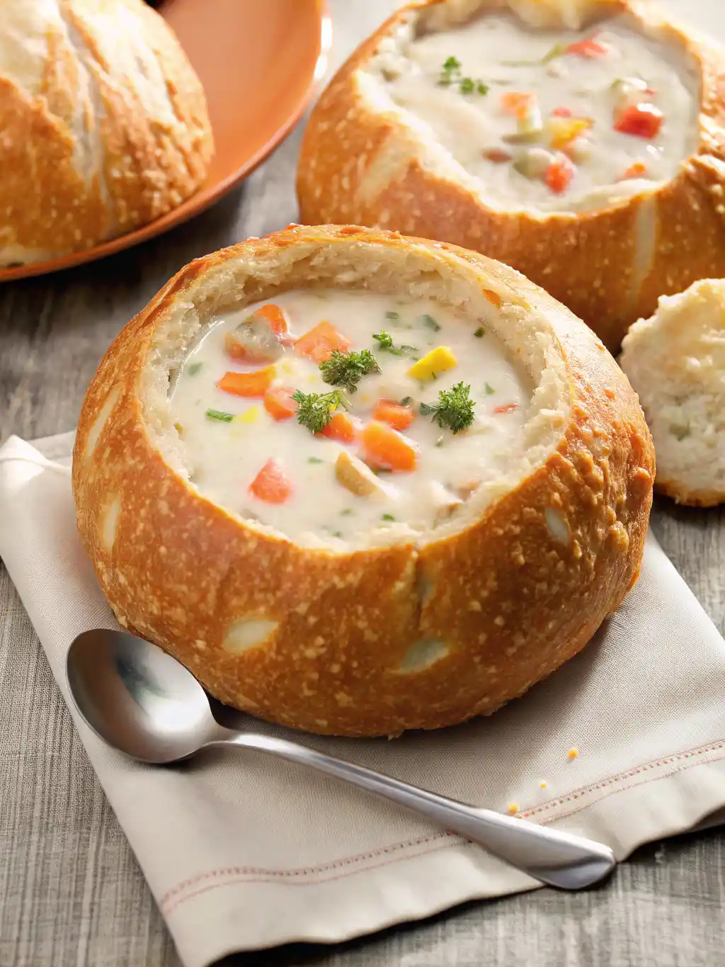 Campbells Loaded Potato Soup with hearty ingredients like bacon and cheddar.