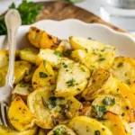 Delicious sautéed patty pan squash with garlic and herbs served as a side dish.
