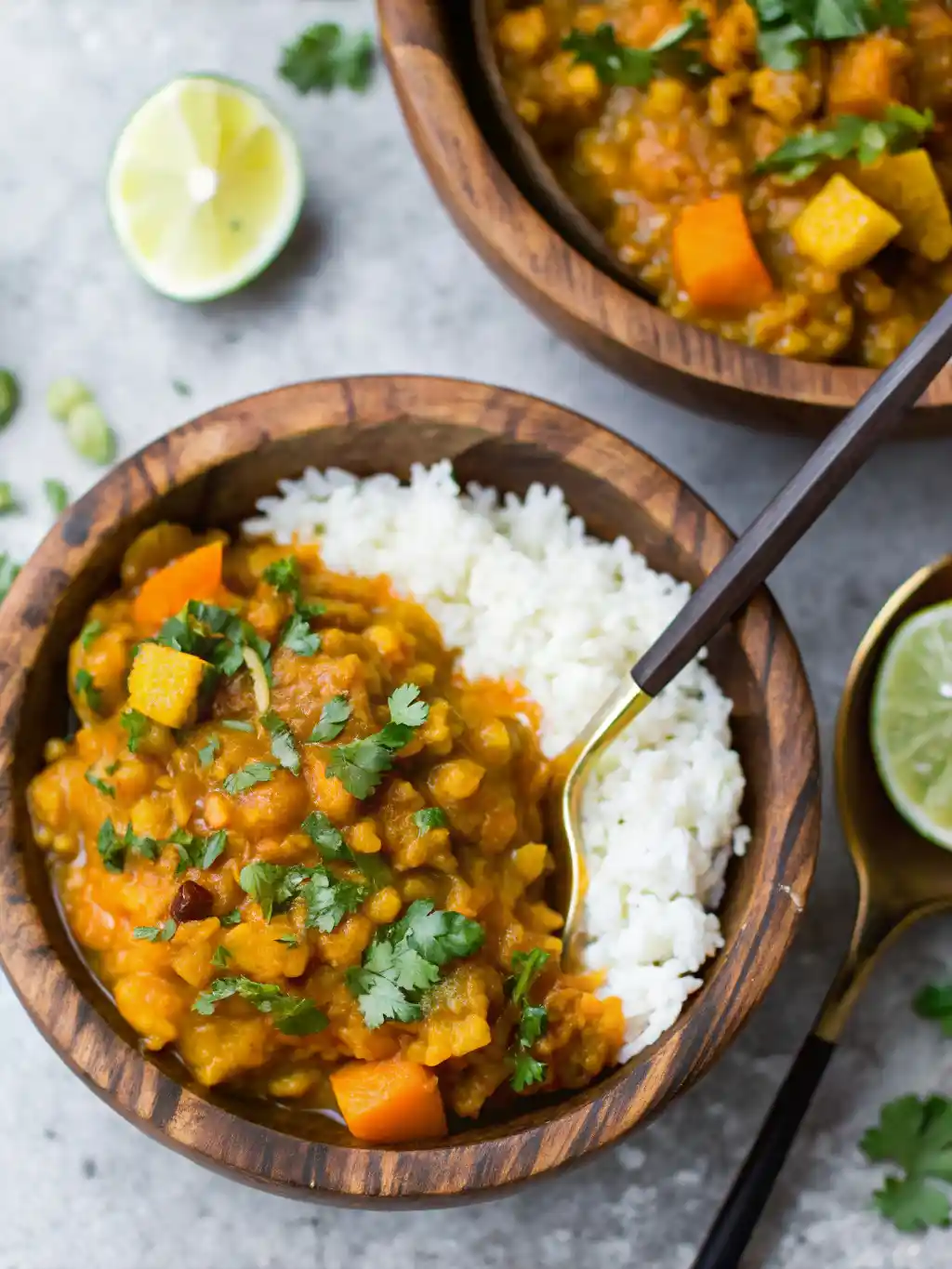 Sweet Potato and Chickpea Curry Bowl From Top.