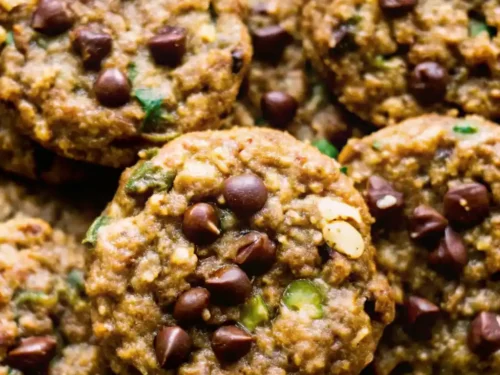 Delicious zucchini cookies loaded with chocolate chips and spices.