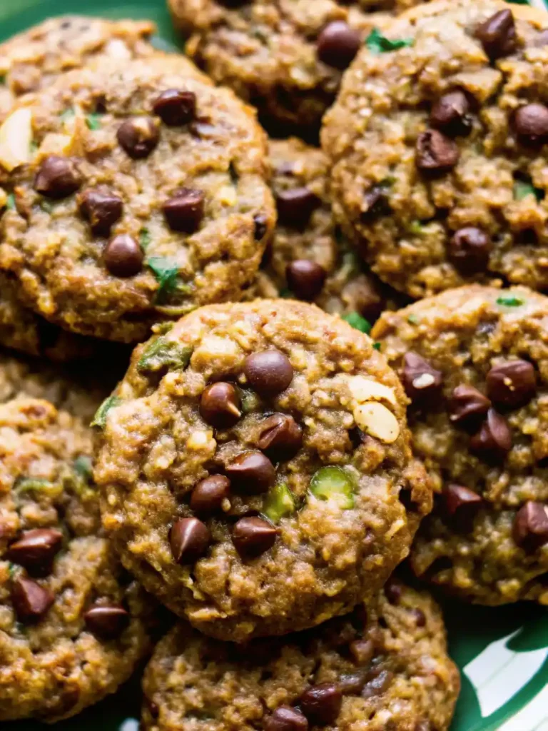 Delicious zucchini cookies loaded with chocolate chips and spices.