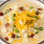 Creamy Hash Brown Potato Soup made with frozen hash browns, perfect for a comforting meal.