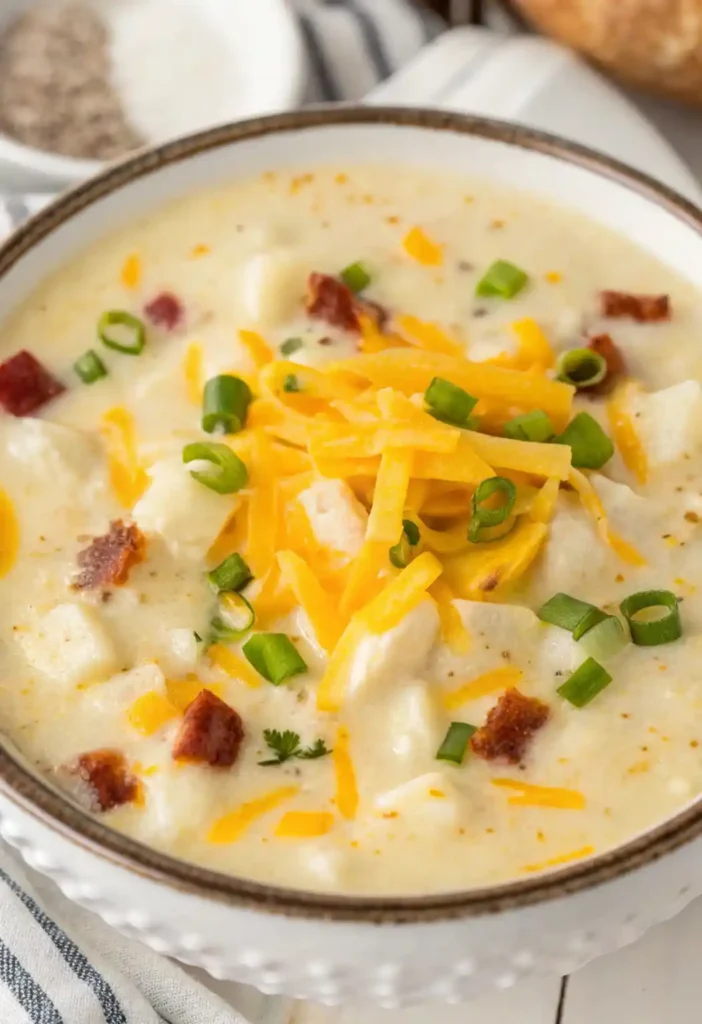 Creamy Hash Brown Potato Soup made with frozen hash browns, perfect for a comforting meal.
