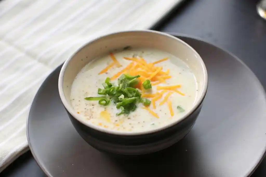 Delicious 4 ingredient potato soup served in a bowl, perfect for a quick comfort meal.