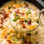 Bowl of creamy Crock Pot Crack Potato Soup loaded with bacon and potatoes.