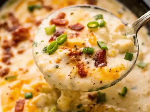 Bowl of creamy Crock Pot Crack Potato Soup loaded with bacon and potatoes.