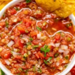 Salsa recipe with fresh tomatoes.