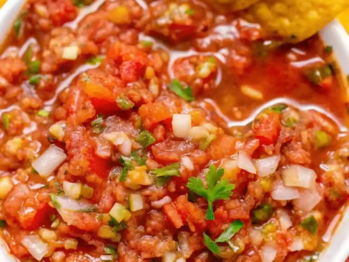 Salsa recipe with fresh tomatoes.