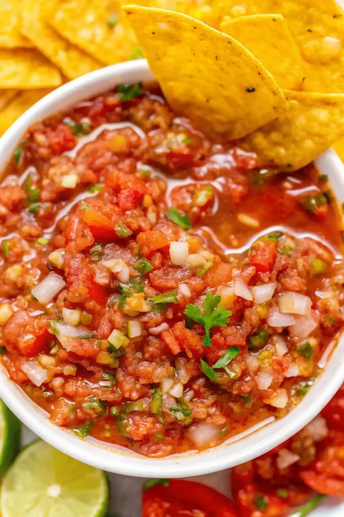 Salsa recipe with fresh tomatoes.