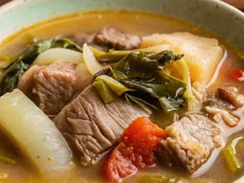A Close Up Picture to Filipino sinigang soup recipe.