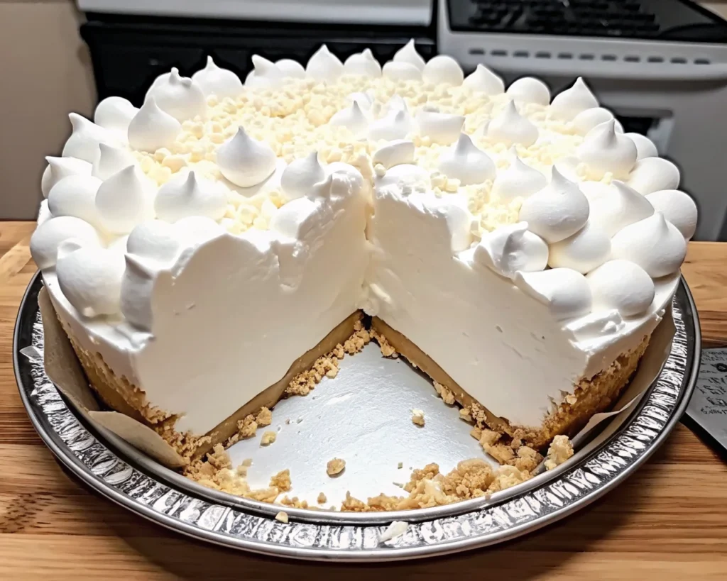 Fluffy Marshmallow Whip Cheesecake with graham cracker crust and whipped topping