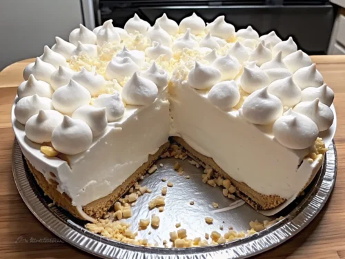 Fluffy Marshmallow Whip Cheesecake with graham cracker crust and whipped topping