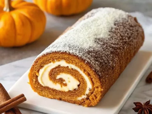 Creamy Pumpkin Spice Roll Cake