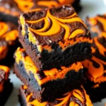 Halloween Cream Cheese Swirl Brownies