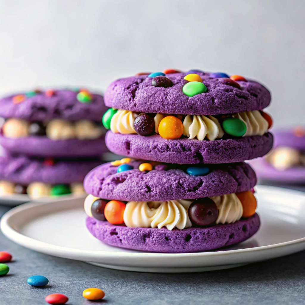 Purple Monster Cookie Sandwiches