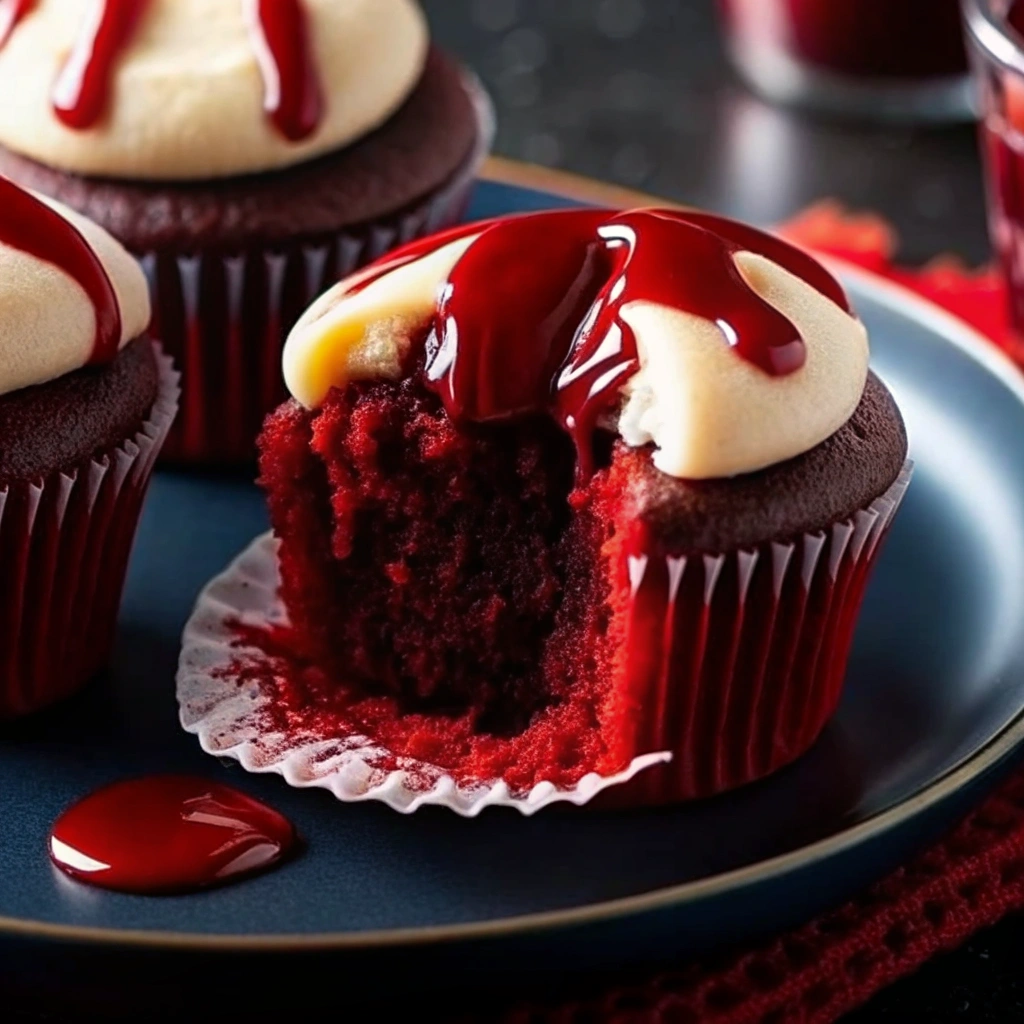 Halloween Vampire Bite Cupcakes