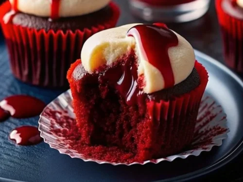 Halloween Vampire Bite Cupcakes
