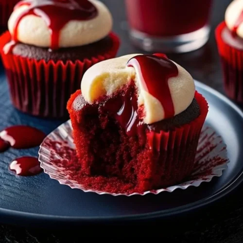 Halloween Vampire Bite Cupcakes