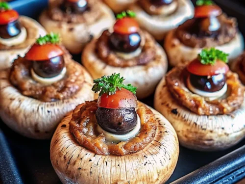Spooky Stuffed Mushroom Eyeballs