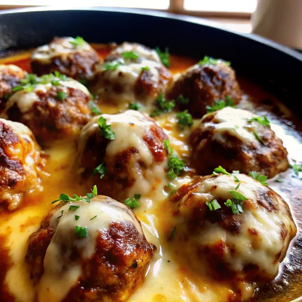 image of Crockpot French Onion Meatballs