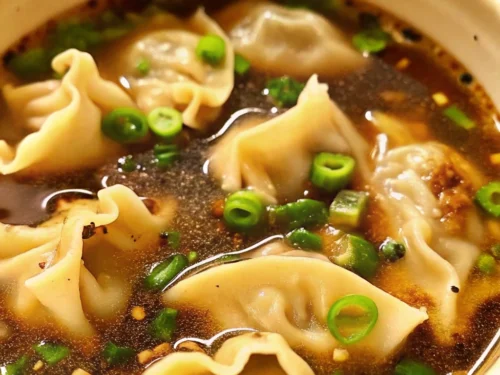 Image of a cozy Chicken Potsticker Soup