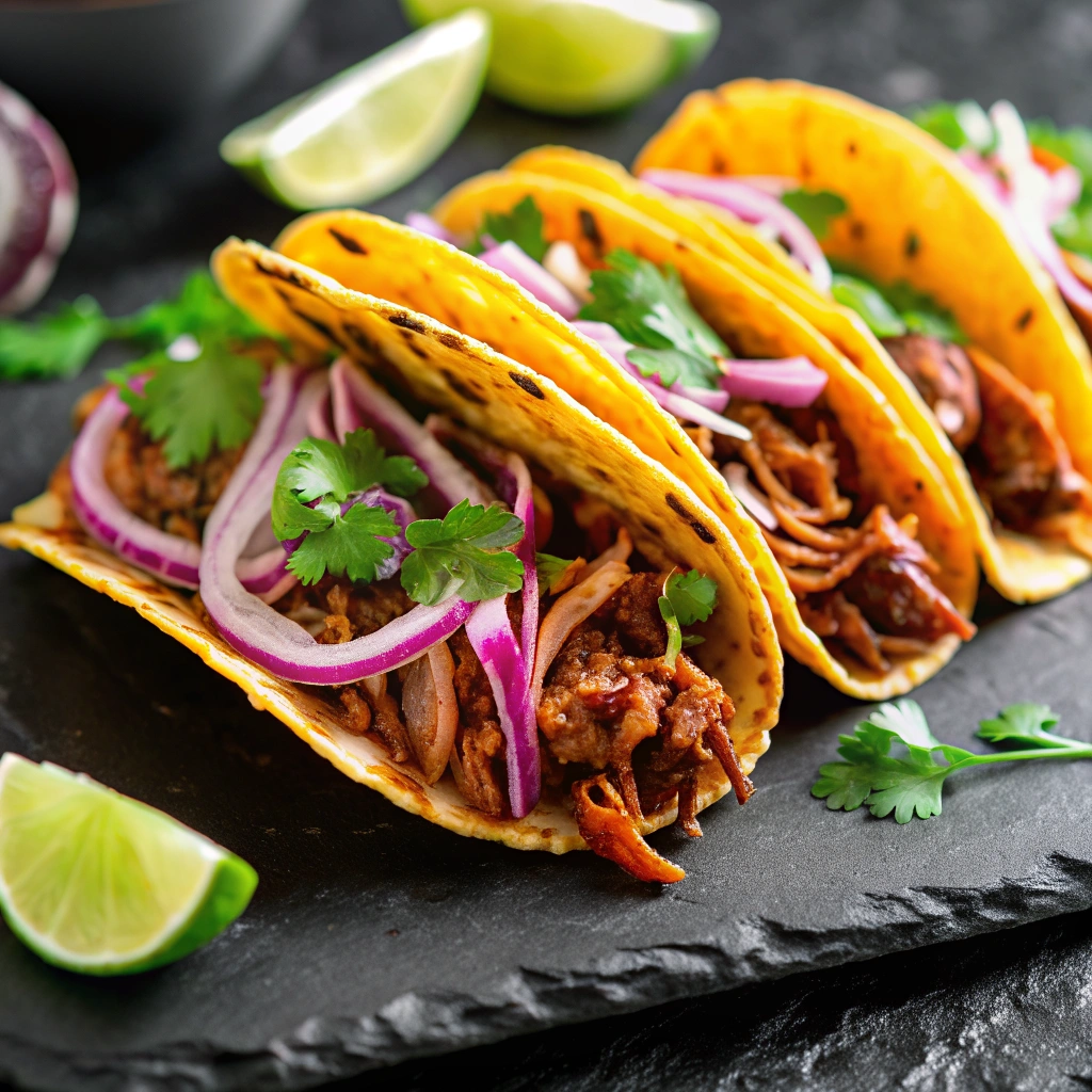 Image of Crock Pot Birria Tacos on stone plate