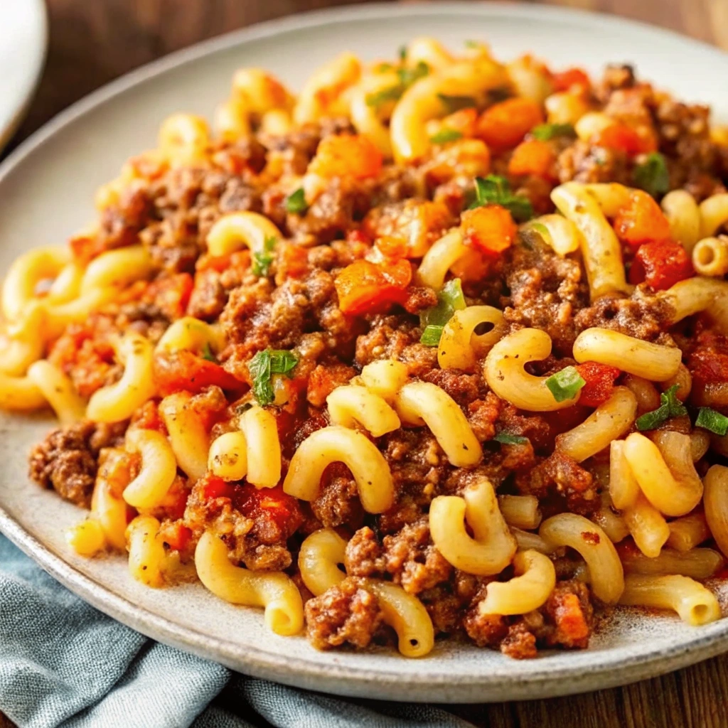 Image of The Ultimate Crock Pot American Goulash on a plate