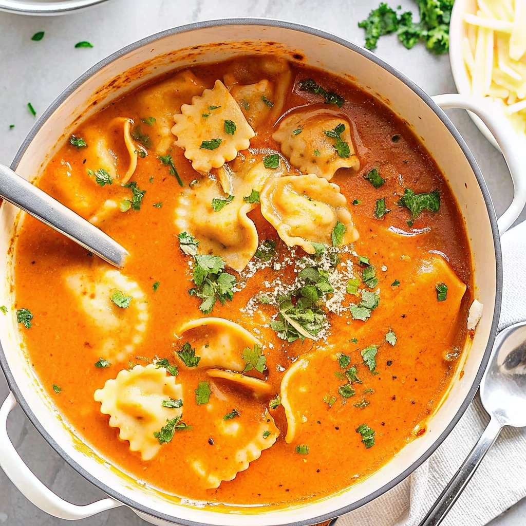 Image of Easy One Pot Ravioli Soup