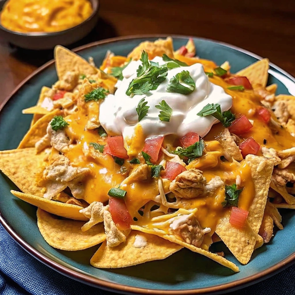Close up of Crockpot Chicken Nachos
