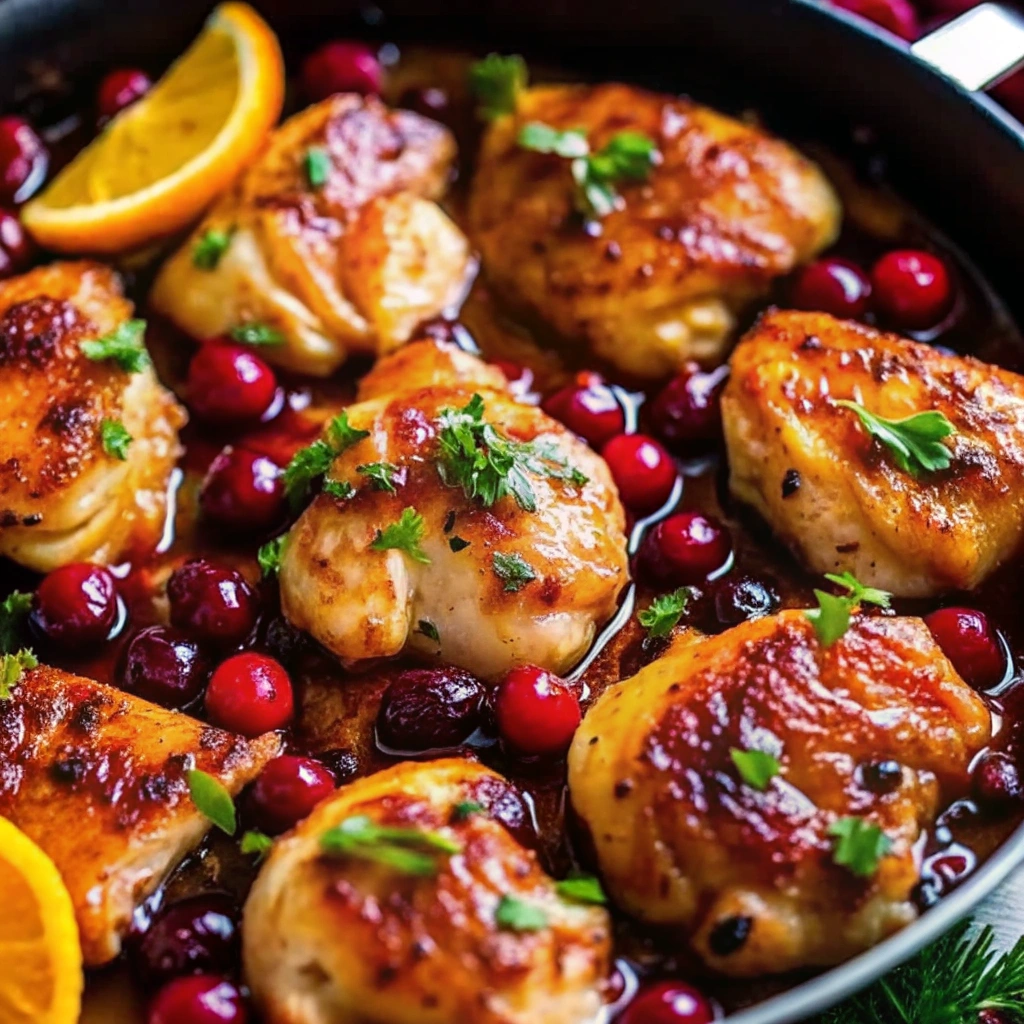 Close up of Skillet Cranberry Orange Chicken