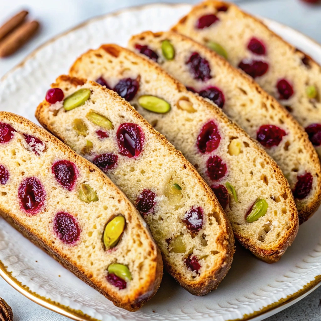 Close up of Cranberry Pistachio Biscotti