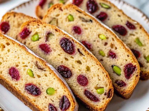 Close up of Cranberry Pistachio Biscotti