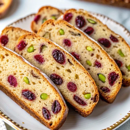 Close up of Cranberry Pistachio Biscotti
