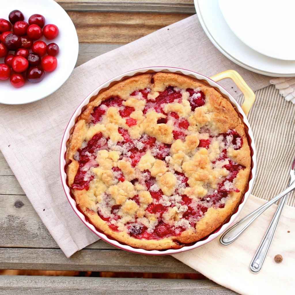 Top view of Crustless Cranberry Pie