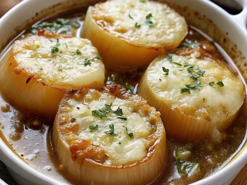 Close up of Slow Cooker French Onion Soup