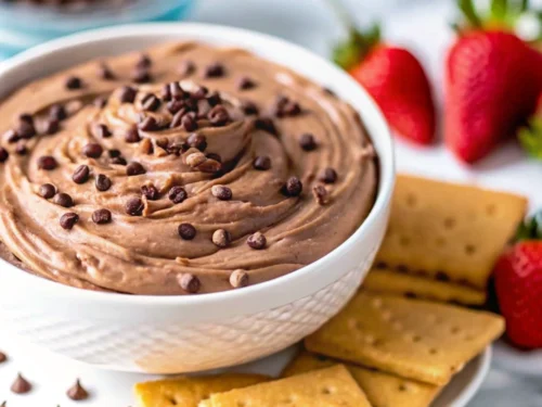 Image of Edible Brownie Batter Dip served with biscuits