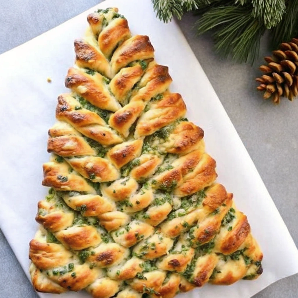 Cheesy Christmas Tree Spinach Dip Breadsticks
