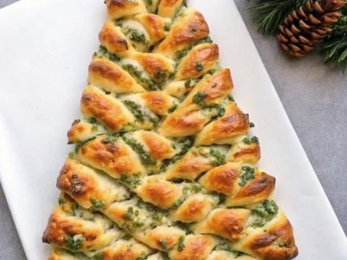 Cheesy Christmas Tree Spinach Dip Breadsticks
