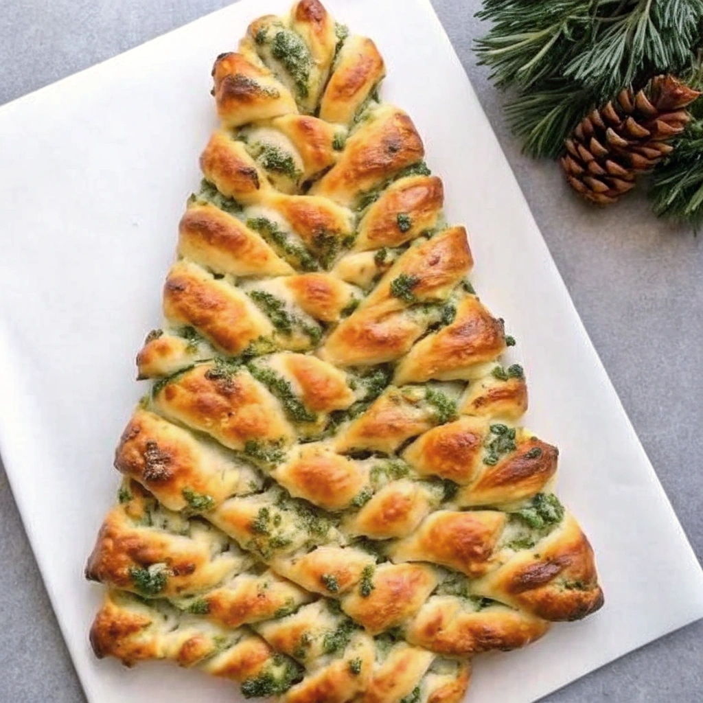 Cheesy Christmas Tree Spinach Dip Breadsticks