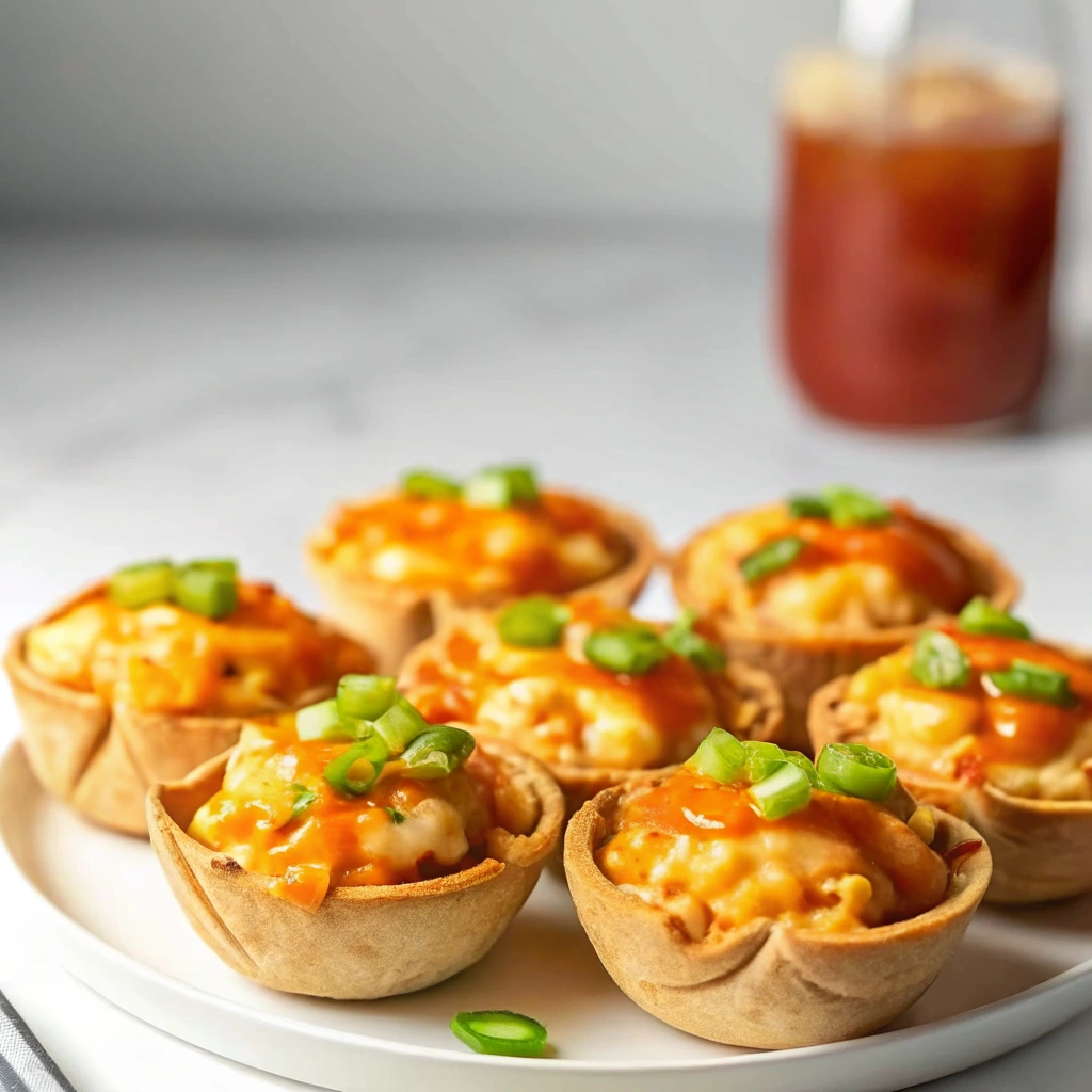Buffalo Chicken Dip Cups in Tortilla Bowls
