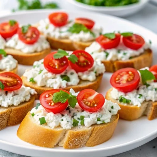 Ricotta and Herb Crostini with Sweet Cherry Tomatoes