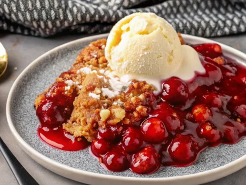 The Easiest Crockpot Cherry Cobbler
