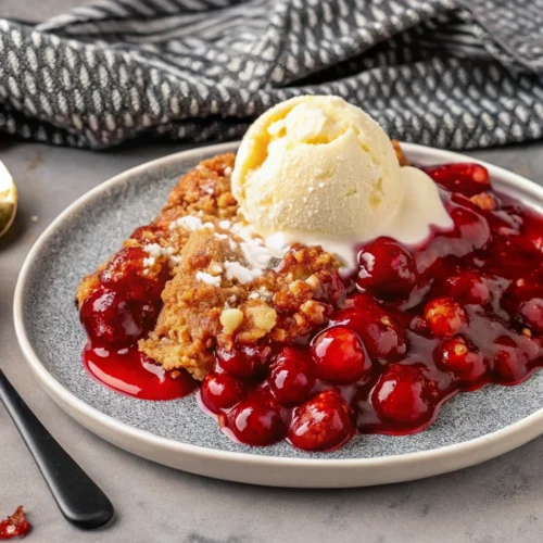 The Easiest Crockpot Cherry Cobbler
