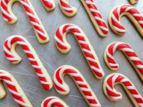 Decorated Candy Cane Sugar Cookies